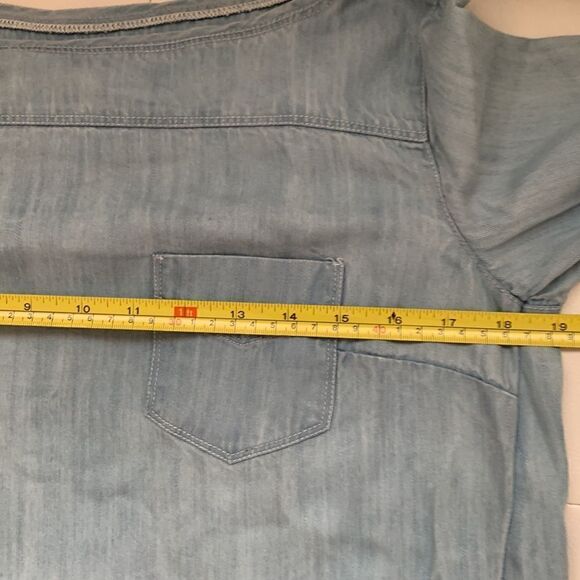 Softened Loft Oversized Long Sleeve Blue Women’s Shirt Size S - Picture 4 of 10